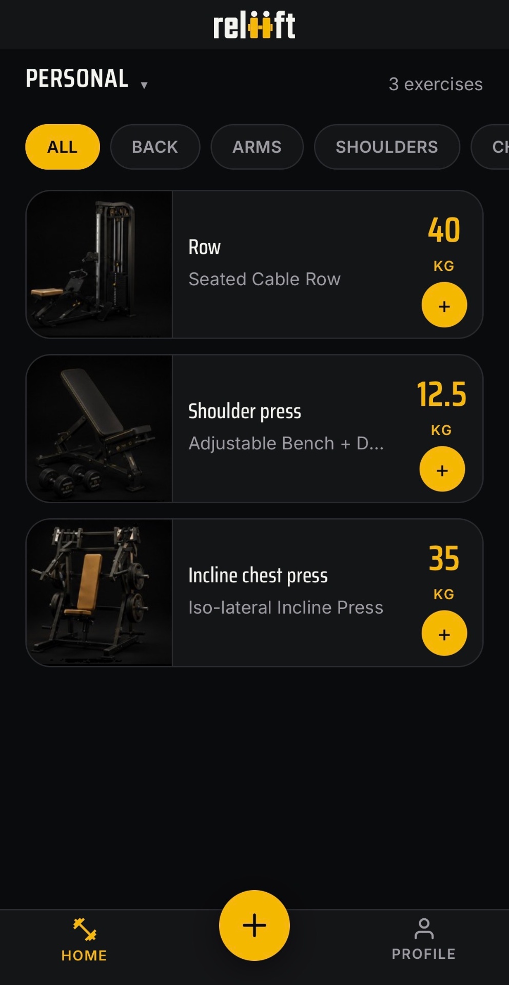 Pick a machine catalogue screen
